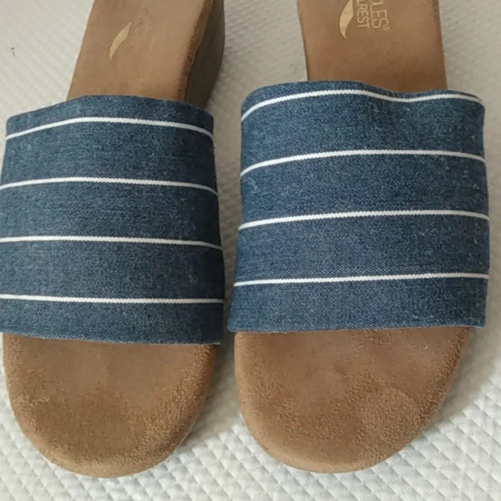 Aerosoles Blue Striped Slide Sandals